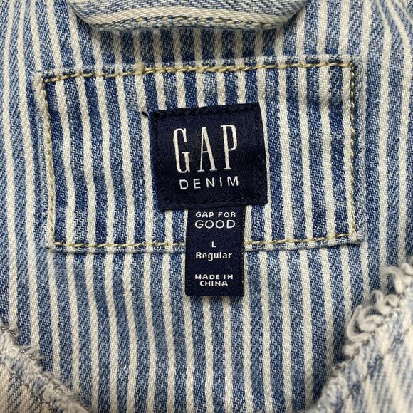 GAP KIDS Railroad Stripe Denim Jacket Size Large 10-11y Girls Lace Up Side Blue - Picture 5 of 9